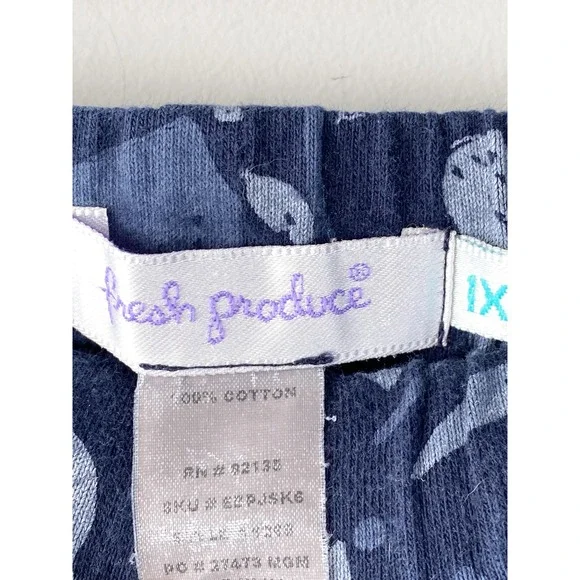 Fresh Produce Womens Floral Midi Skirt 1X Blue Cotton Coastal Grandma Pull On - Picture 6 of 7